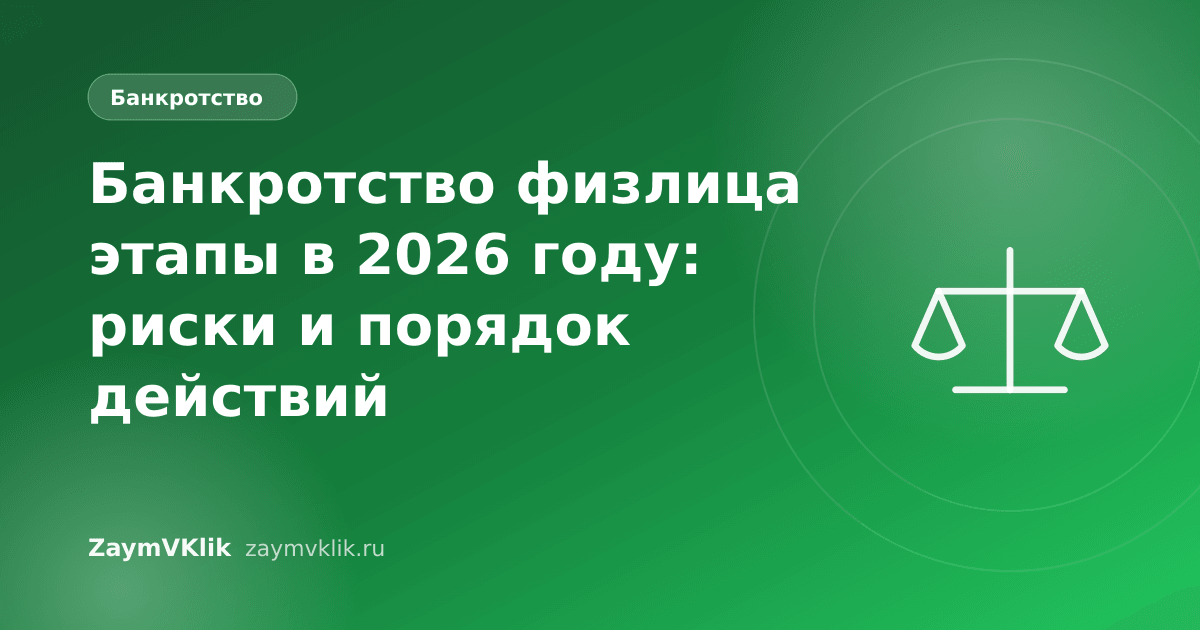 Банкротство физлица этапы в 2026 году: риски и порядок действий