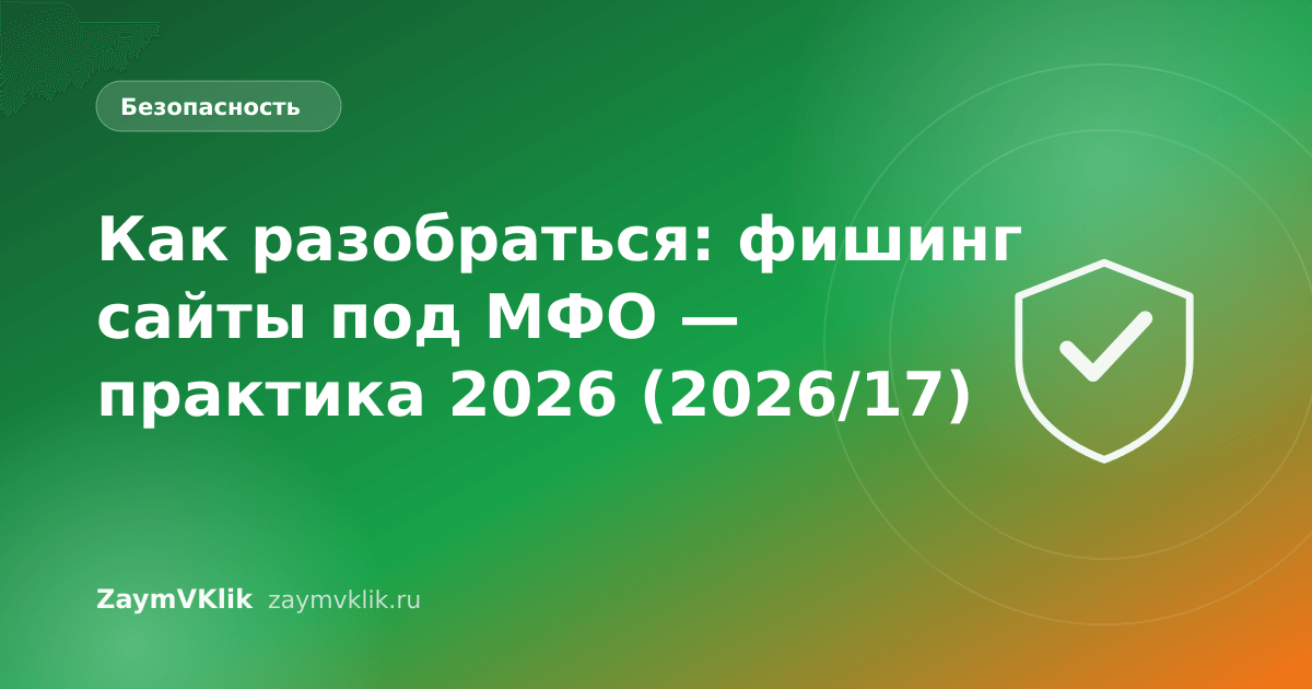Как разобраться: фишинг сайты под МФО — практика 2026 (2026/17)