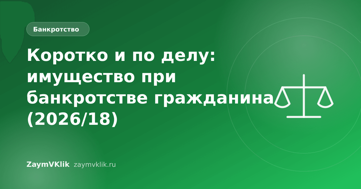 Коротко и по делу: имущество при банкротстве гражданина (2026/18)