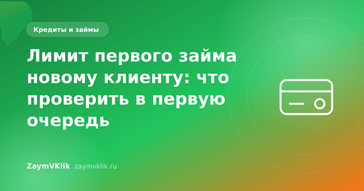Лимит первого займа новому клиенту: что проверить в первую очередь