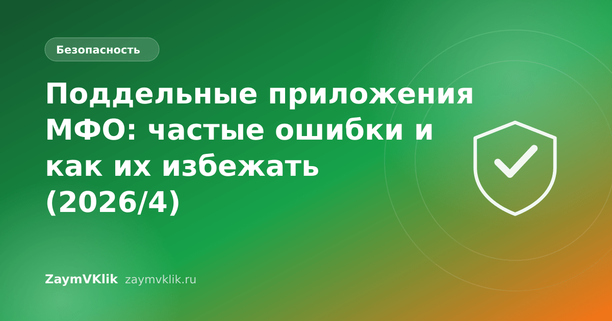 Поддельные приложения МФО: частые ошибки и как их избежать (2026/4)