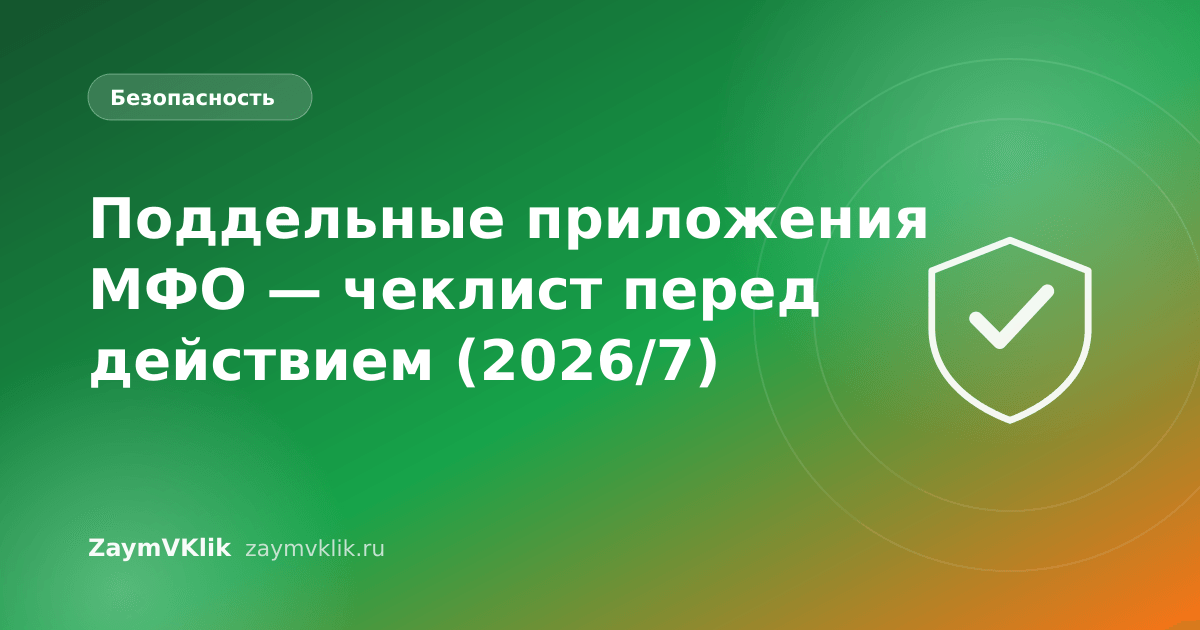 Поддельные приложения МФО — чеклист перед действием (2026/7)