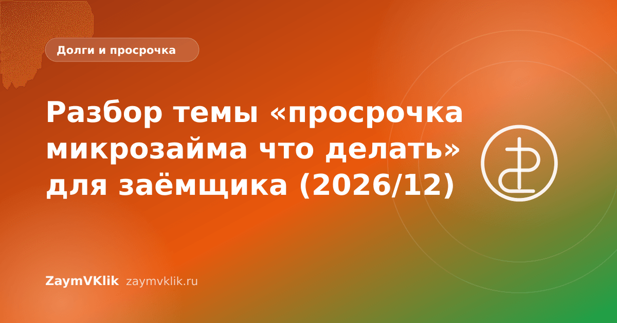 Разбор темы «просрочка микрозайма что делать» для заёмщика (2026/12)