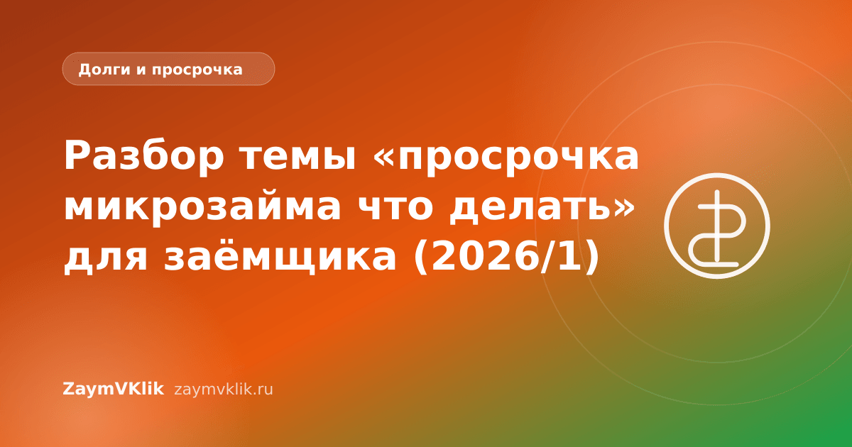 Разбор темы «просрочка микрозайма что делать» для заёмщика (2026/1)