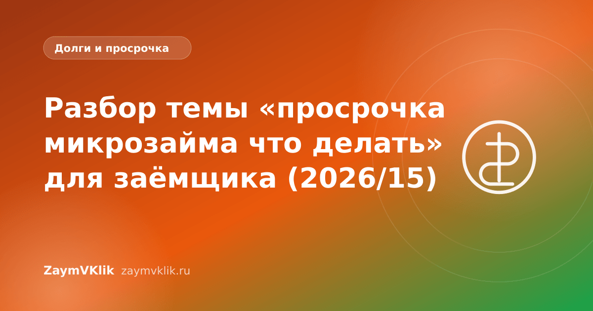 Разбор темы «просрочка микрозайма что делать» для заёмщика (2026/15)