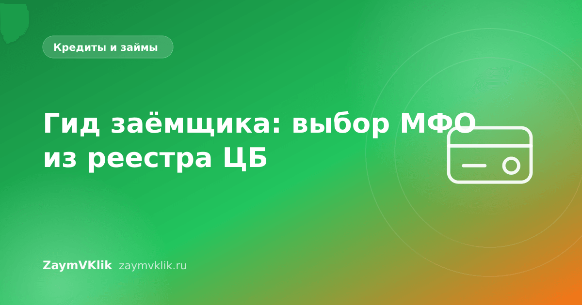 Гид заёмщика: выбор МФО из реестра ЦБ